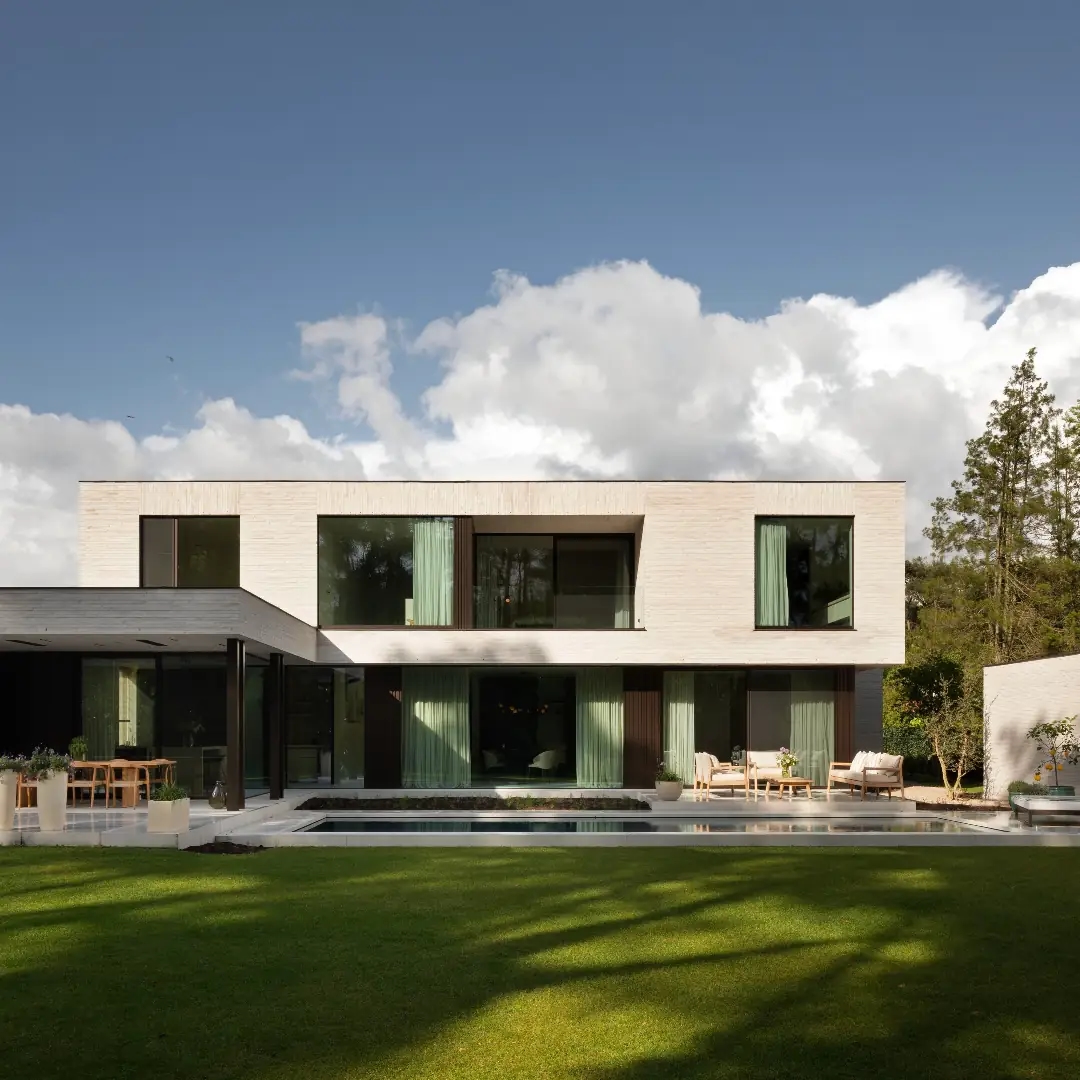 modern villa in evening light