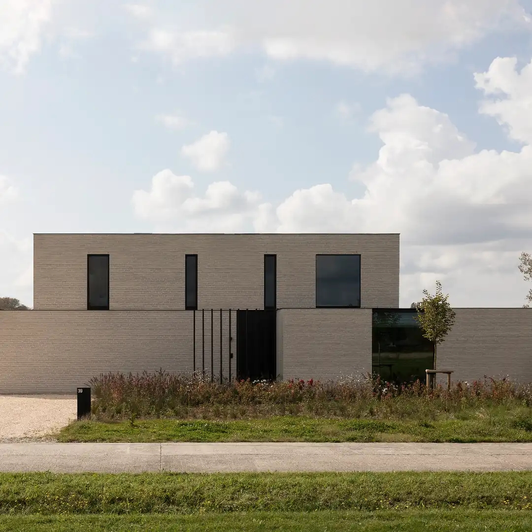 modern villa in evening light