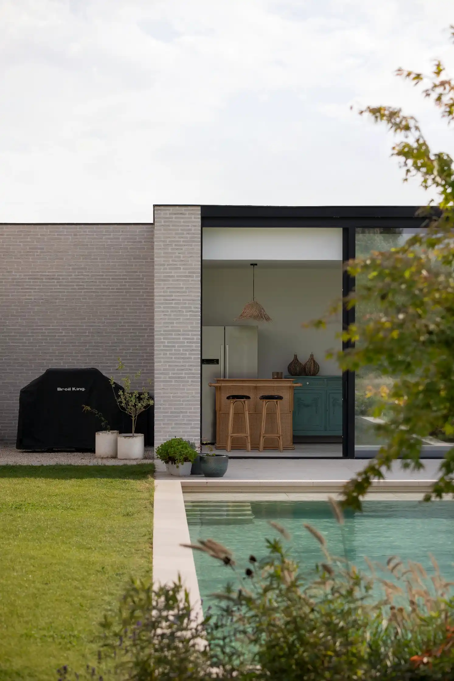 modern villa in evening light