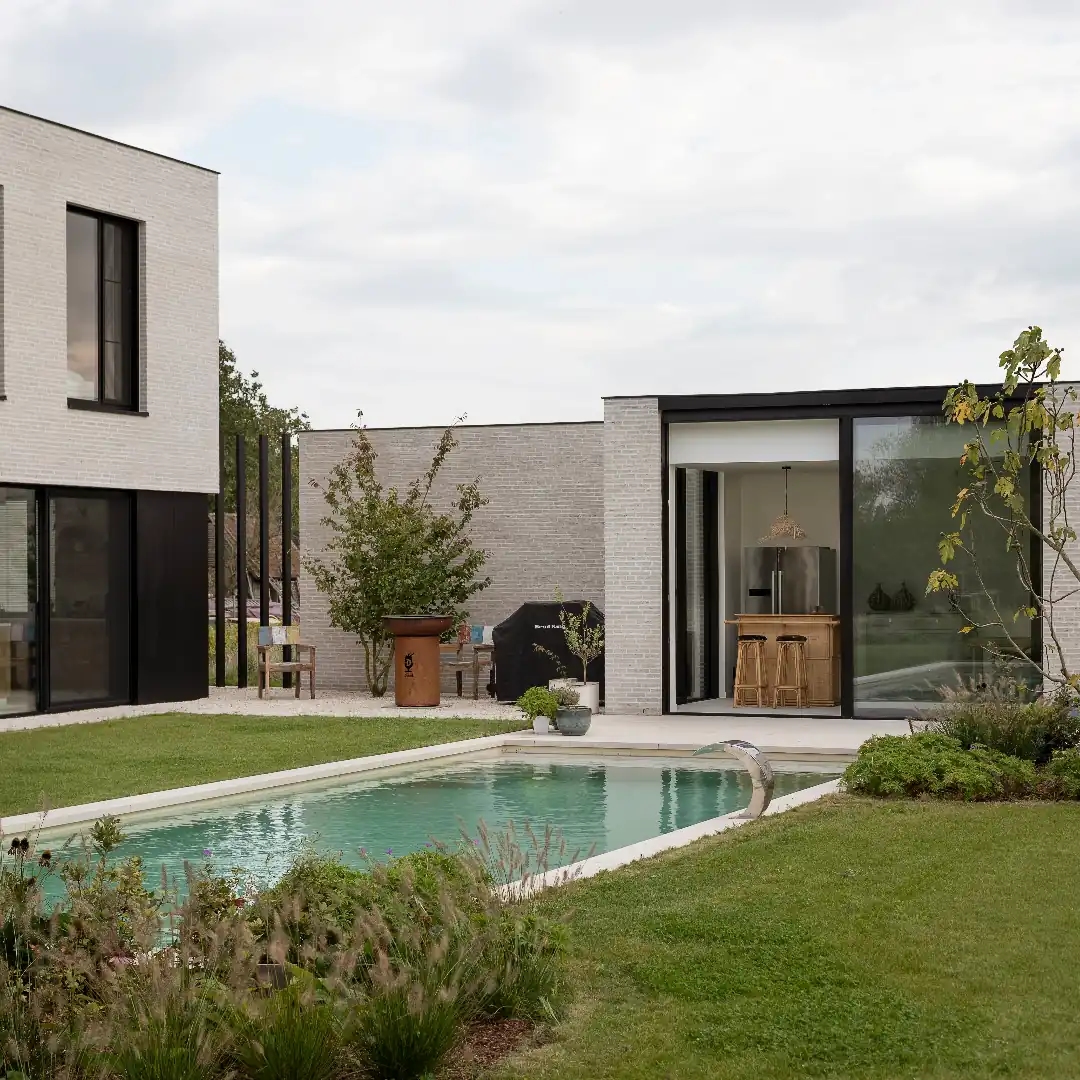 modern villa in evening light