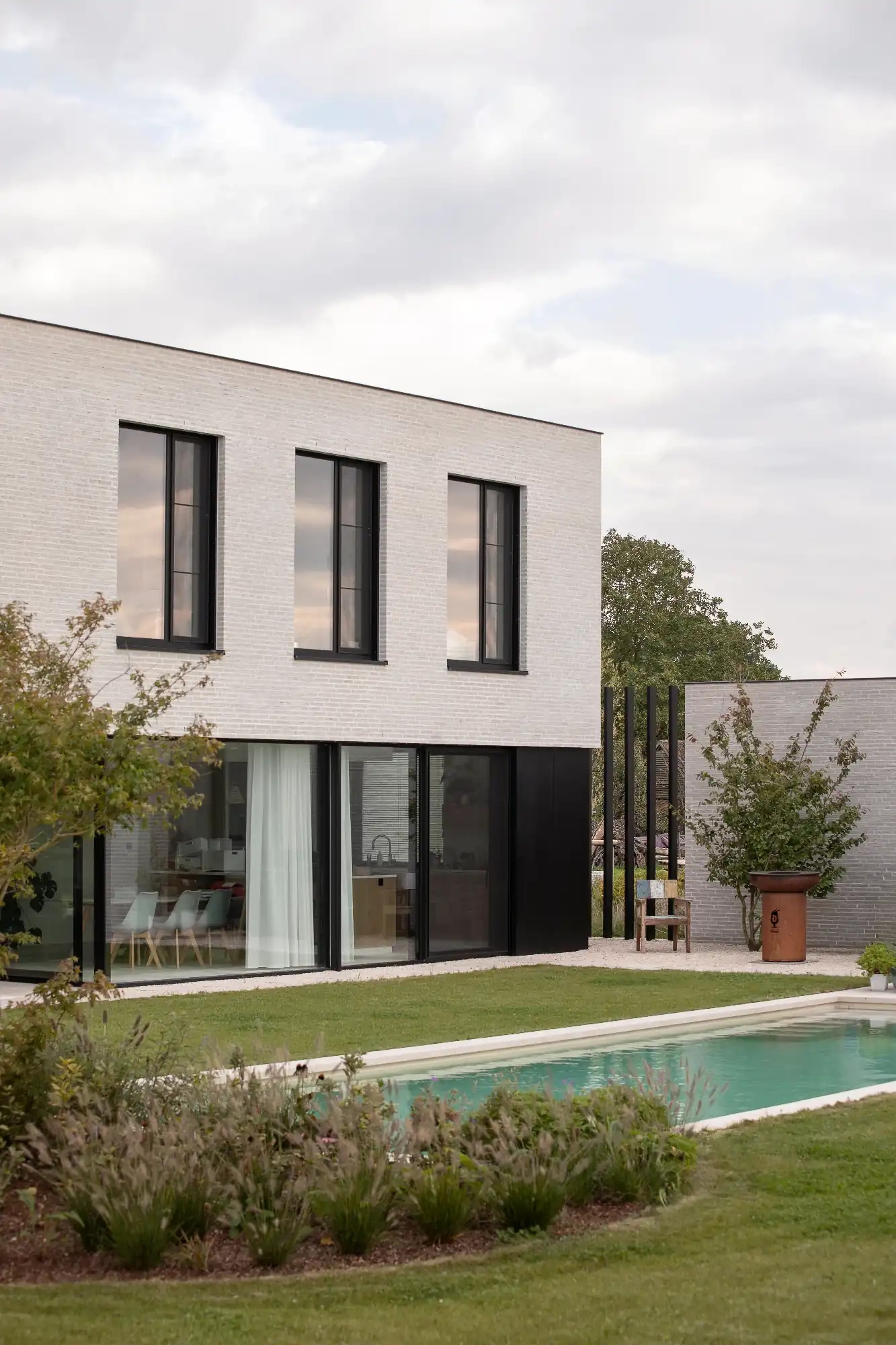 modern villa in evening light