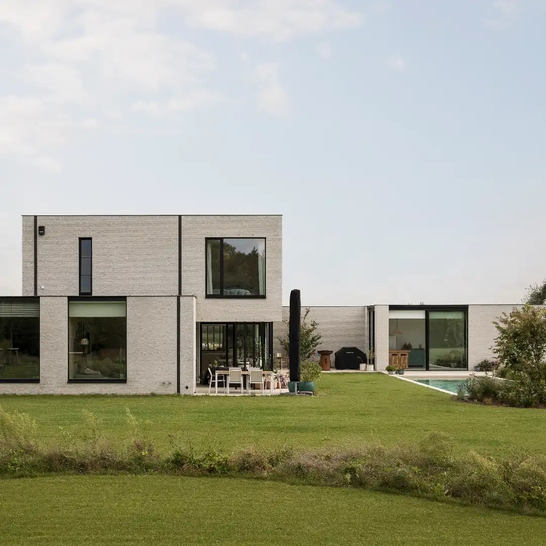 modern villa in evening light